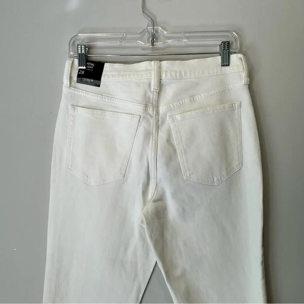 NWT J. Crew Essential straight W28 white jean in all-day stretch BX520 High Rise